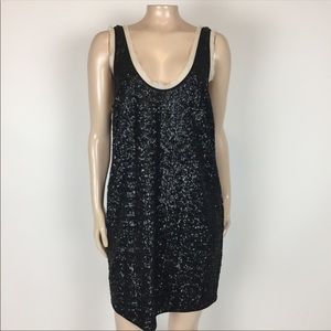Wilfred black sequins tank mini dress size Large